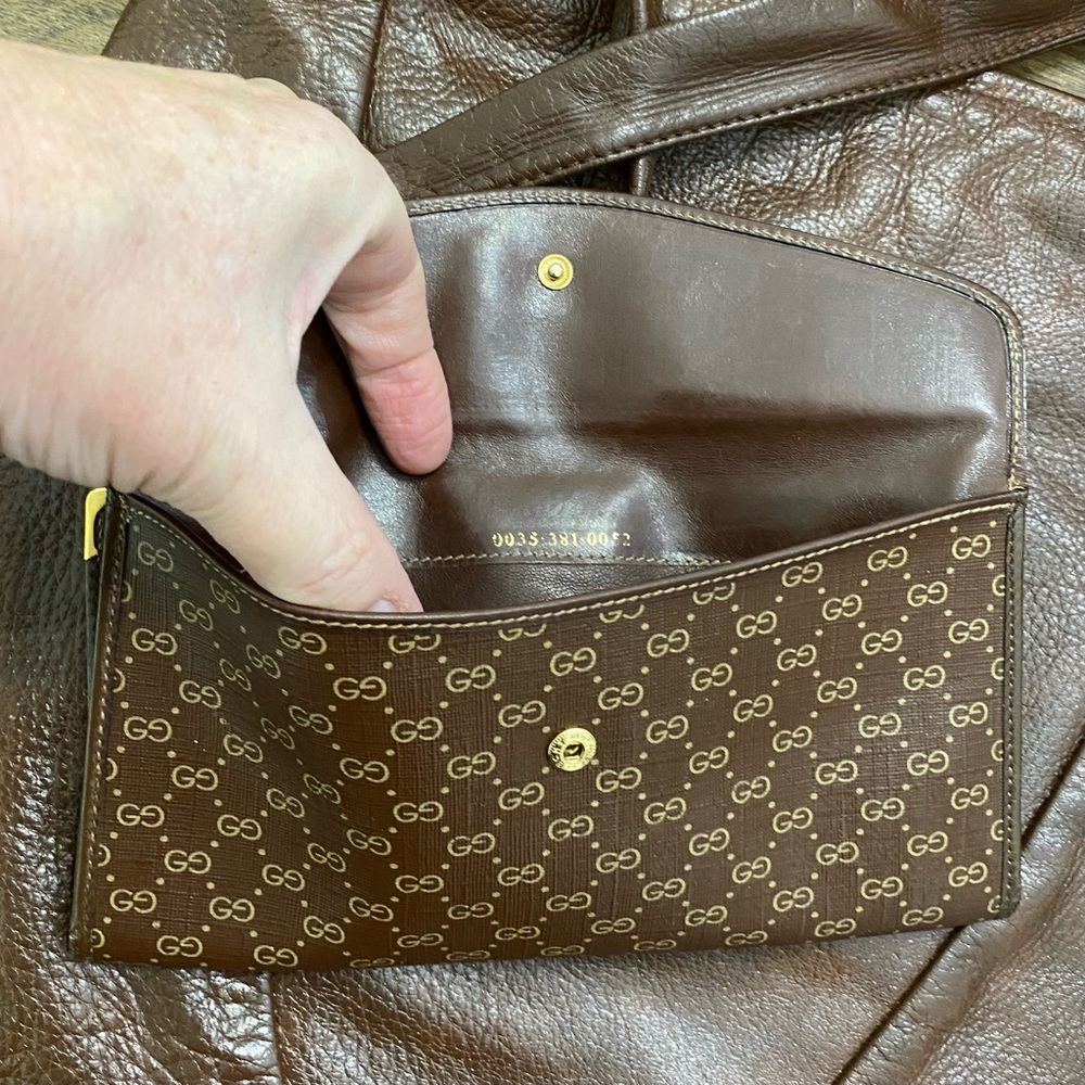 GUCCI vintage hinged continental wallet brown classic design GG  043 - Picture 8 of 8